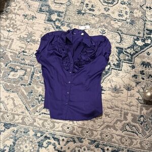 New York & Company Purple Ruffle Blouse